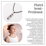 Colier cu Cuart Rutilat in Forma de Varf Lung - Claritate, Protectie si Energie Amplificata