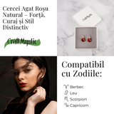 Cercei Cupru Placat Auriu cu Agat Rosu forma Pi - Energie, Curaj si Eleganta Vibranta