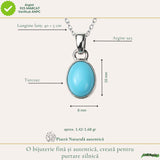 Colier Argint 925 cu Turcoaz Natural Oval – Echilibru si Energie Pozitiva