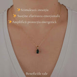 Colier Argint 925 Placat cu Aur 18K cu Opal Negru Lacrima – Eleganta si Intuitie