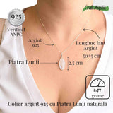 Colier din Argint 925 cu Piatra Lunii in Forma Delica - Intuitie Clara si Energie Feminina