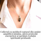 Colier din argint 925 cu moldavit natural, 2.51 gr- Claritate, protectie si energie transformationala