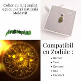 Colier din argint 925 cu moldavit natural, 2.1-2.5 gr - Transformare spirituala si protectie subtila