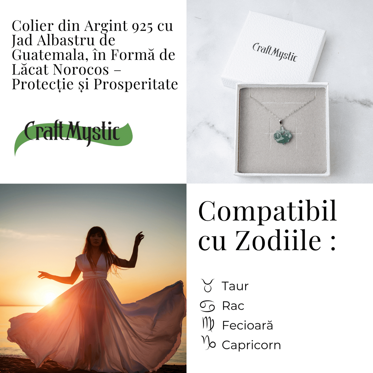 Colier Argint 925 cu Jad Albastru Sculptat Pixiu - Protectie, Echilibru si Prosperitate Interioara