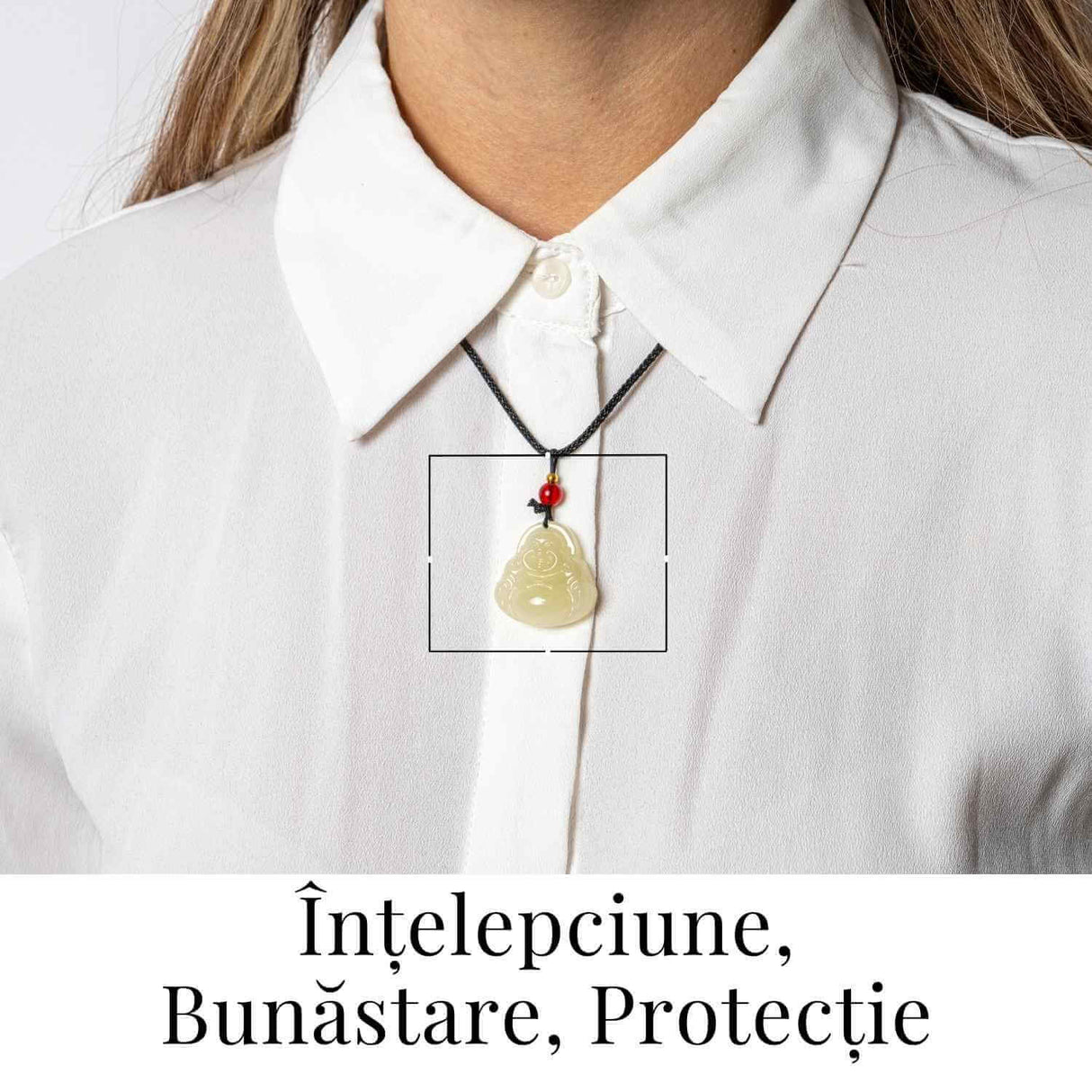 Colier Jad Afgan Natural cu Pandantiv Buddha Maitreya - Intelepciune si Protectie