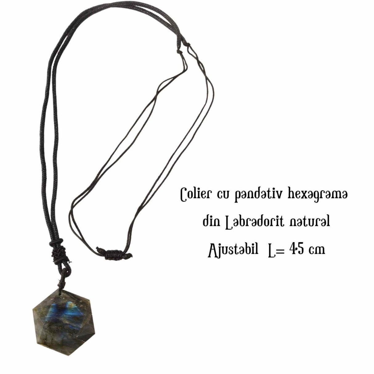 Colier Amuleta cu Hexagrama din Labradorit Natural - Dezvaluie-ti Puterile Magice