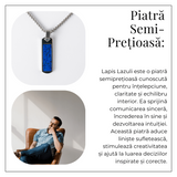 Colier otel inoxidabil cu Lapis Lazuli natural dreptunghiular - Intelepciune si Armonie Interioara