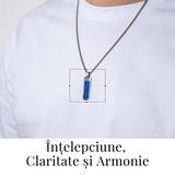 Colier otel inoxidabil cu Lapis Lazuli natural dreptunghiular - Intelepciune si Armonie Interioara