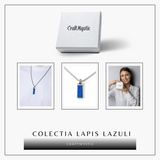 Colier otel inoxidabil cu Lapis Lazuli natural dreptunghiular - Intelepciune si Armonie Interioara