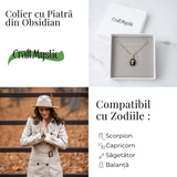 Colier Otel Inoxidabil Auriu cu Obsidian si Cruce - Protectie si Claritate Interioara