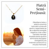 Colier Otel Inoxidabil Auriu cu Obsidian si Cruce - Protectie si Claritate Interioara