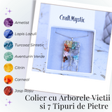 Colier dreptunghiular ajustabil cu arborele vietii si pietre pentru chakre - Echilibru si Armonie