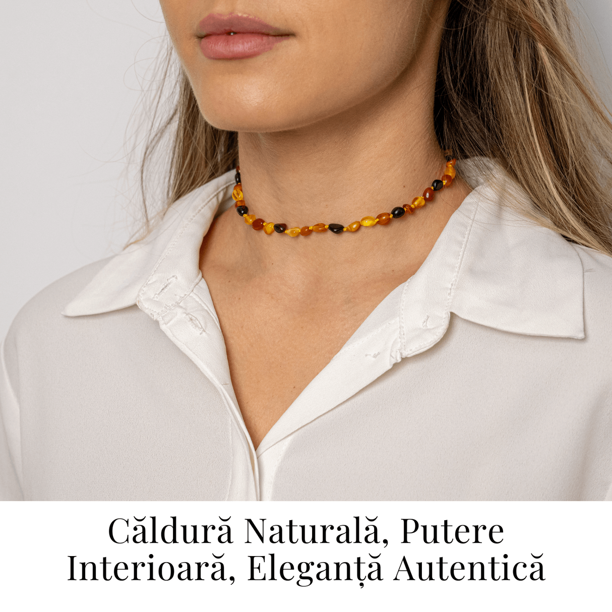 Colier Natural din Chihlimbar Multicolor - Galben si Maro Rosiatic pentru Protectie, Energie si Echilibru