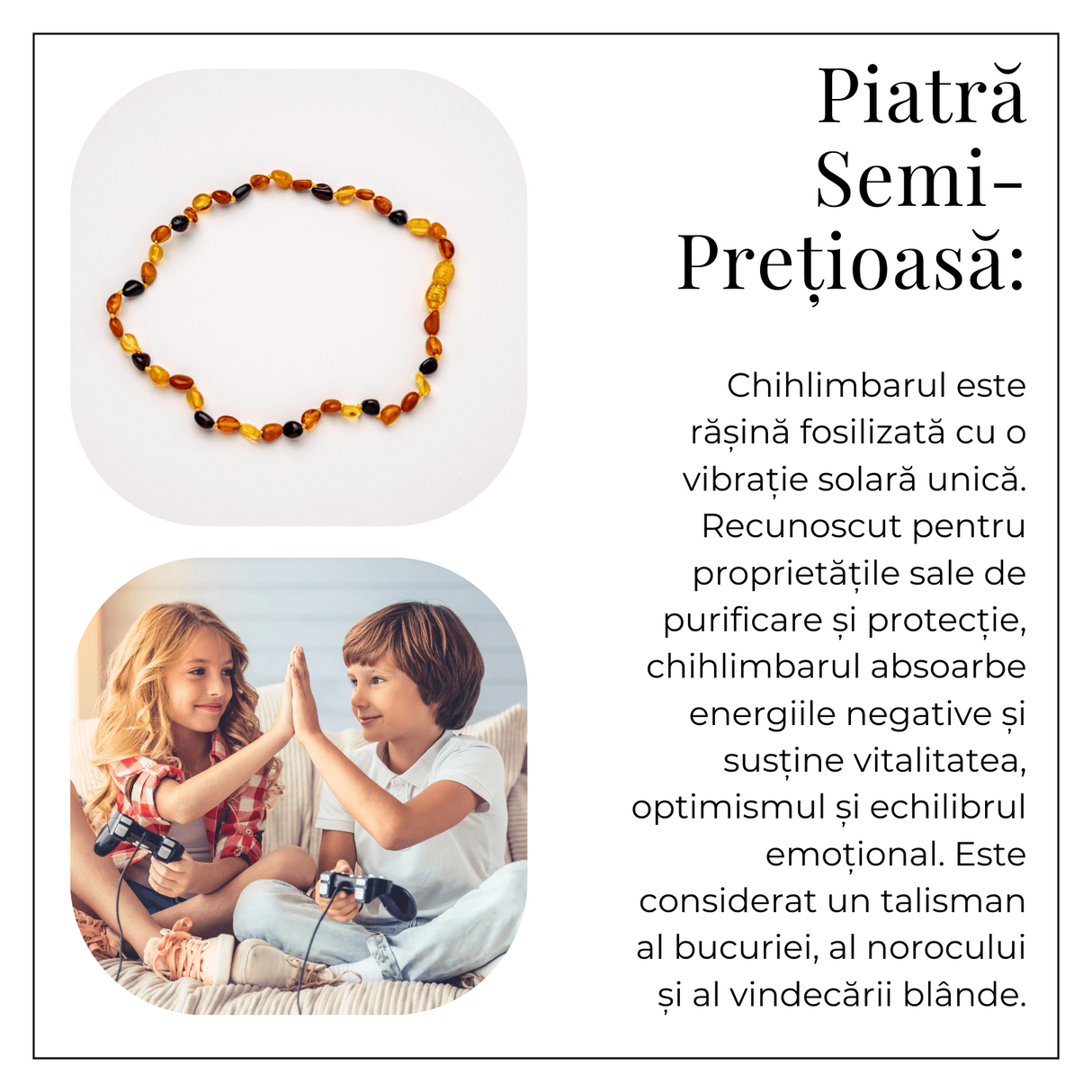Colier Natural din Chihlimbar Multicolor - Galben si Maro Rosiatic pentru Protectie, Energie si Echilibru