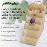 Colier Ajustabil Handmade cu Ametist \\"Strop de Ploaie\\" - Maro, Lungime Maxima 45 cm