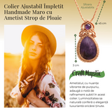 Colier Ajustabil Handmade cu Ametist \\"Strop de Ploaie\\" - Maro, Lungime Maxima 45 cm