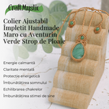 Colier Ajustabil Handmade cu Aventurin Verde \\"Strop de Ploaie\\" - Maro, Lungime Maxima 45 cm