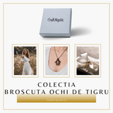 Colier Ajustabil Handmade cu Cristal de Ochi de Tigru in Broscuta Impletita - Lungime Maxima 45 cm