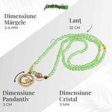 Colier Mistic cu Peridot, Cristal Capsuna si Simboluri Ceresti