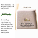 Inel argint 925 cu Peridot natural forma delica- Vitalitate si Prosperitate