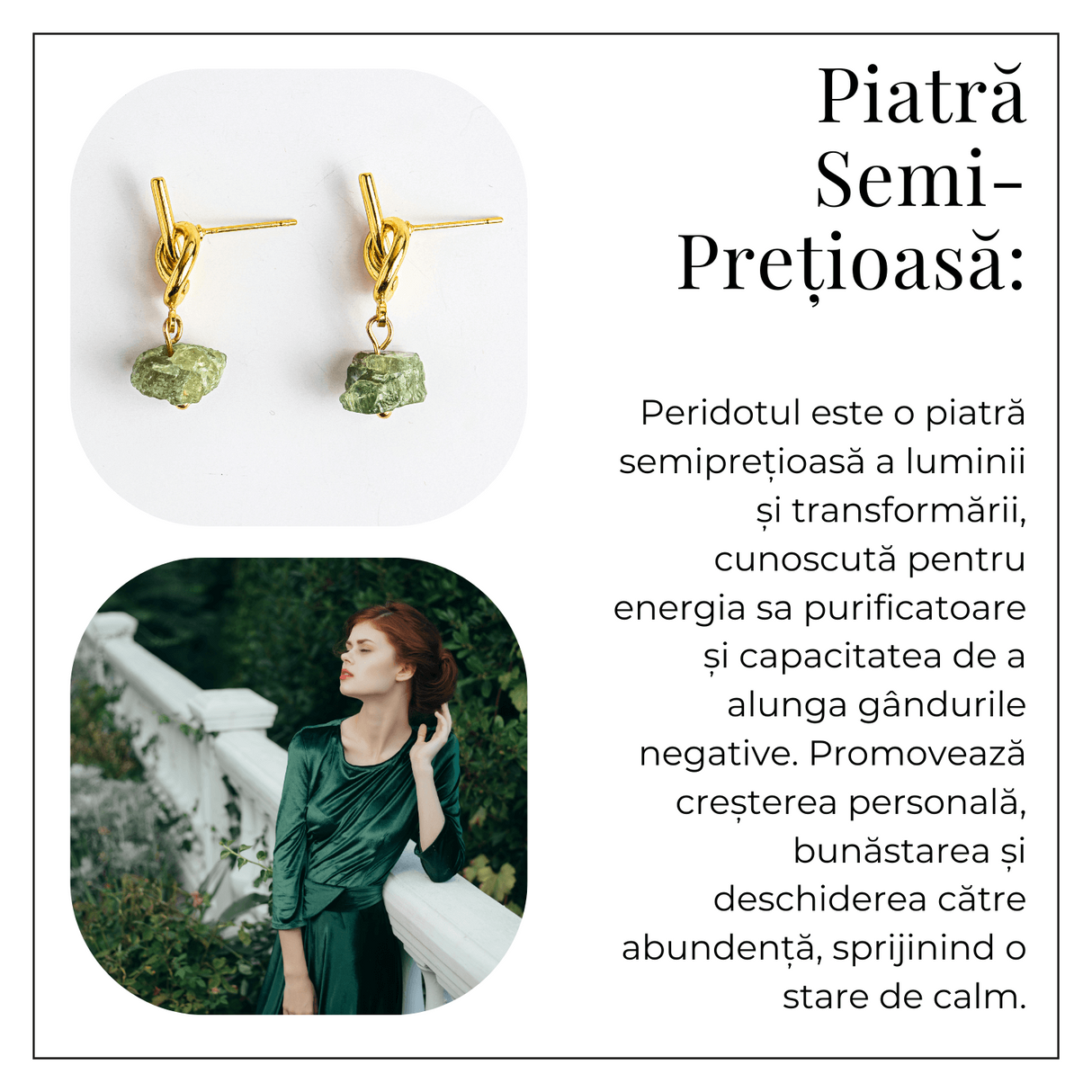 Prosperitate si Vibratie Pozitiva - Cercei cu Peridot Natural