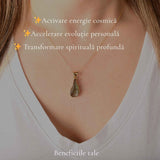Colier Premium cu Moldavit si Argint 925 placat cu Aur 18K – Claritate, Intuitie si Echilibru
