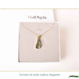 Colier Premium cu Moldavit si Argint 925 placat cu Aur 18K – Claritate, Intuitie si Echilibru