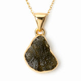 Colier Delicat cu Moldavit Natural si Argint Placat cu Aur 18k - Energie si Stil
