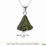 Colier Moldavit Brut Triunghi Argint 925 – Energie si Claritate Interioara