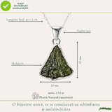 Colier Moldavit Brut Triunghi Argint 925 – Energie si Claritate Interioara