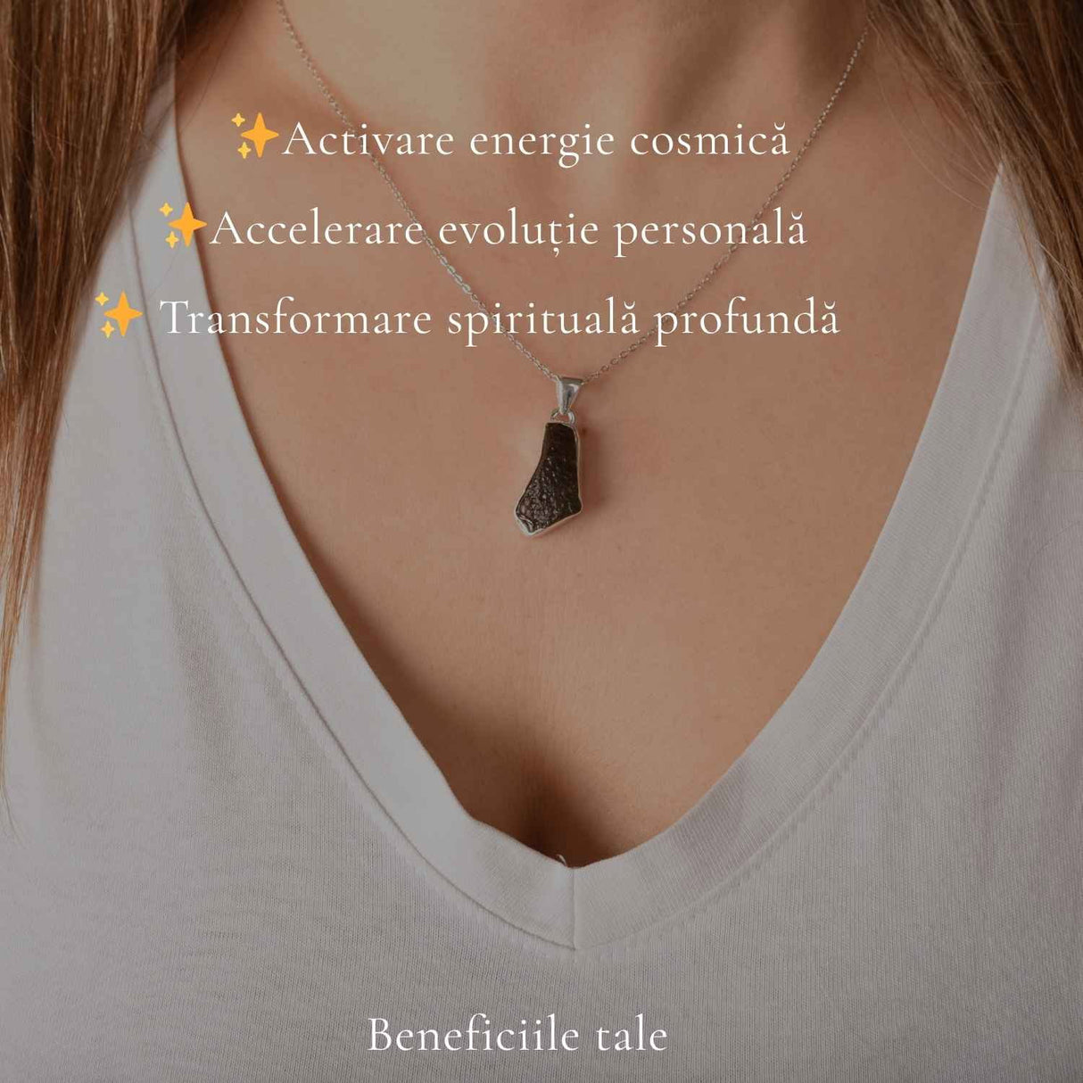 Colier argint 925 cu moldavit brut neuniform – energie si transformare autentica