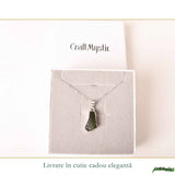 Colier argint 925 cu moldavit brut neuniform – energie si transformare autentica