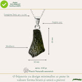 Colier argint 925 cu moldavit brut neuniform – energie si transformare autentica