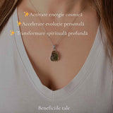 Colier Moldavit Brut Neuniform Argint 925 – Energie Intensa si Claritate