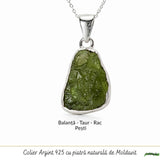 Colier Moldavit Brut Neuniform Argint 925 – Energie Intensa si Claritate