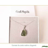 Colier Moldavit Brut Neuniform Argint 925 – Energie Intensa si Claritate