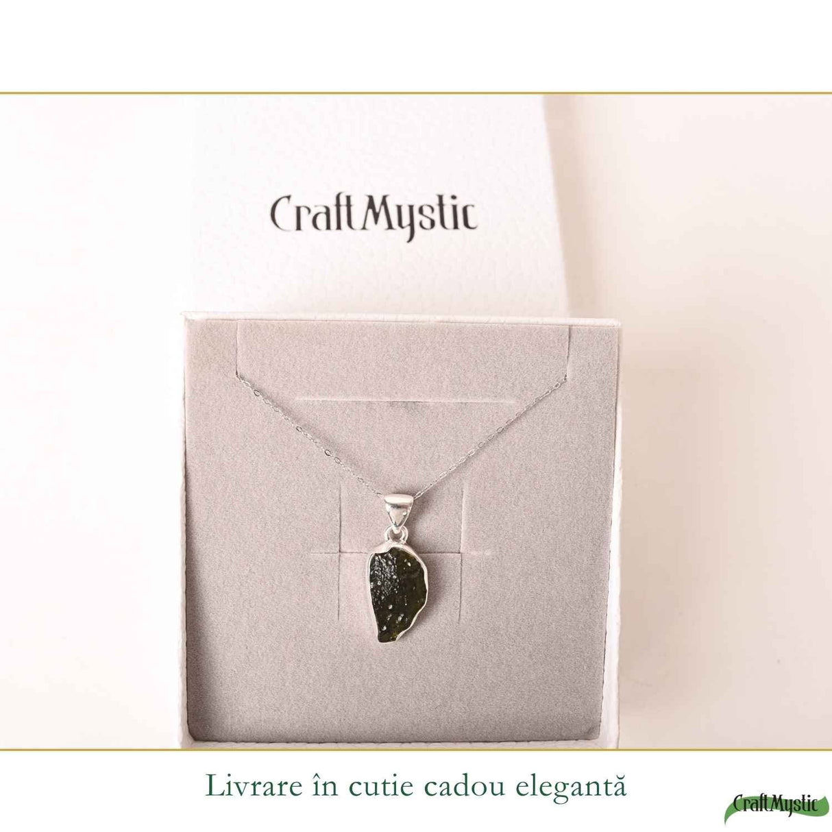 Colier Moldavit Brut Neuniform Argint 925 – Energie Intensa si Transformare