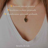 Colier Moldavit Brut Neuniform Argint 925 Placat cu Aur – Transformare si Energie Autentica
