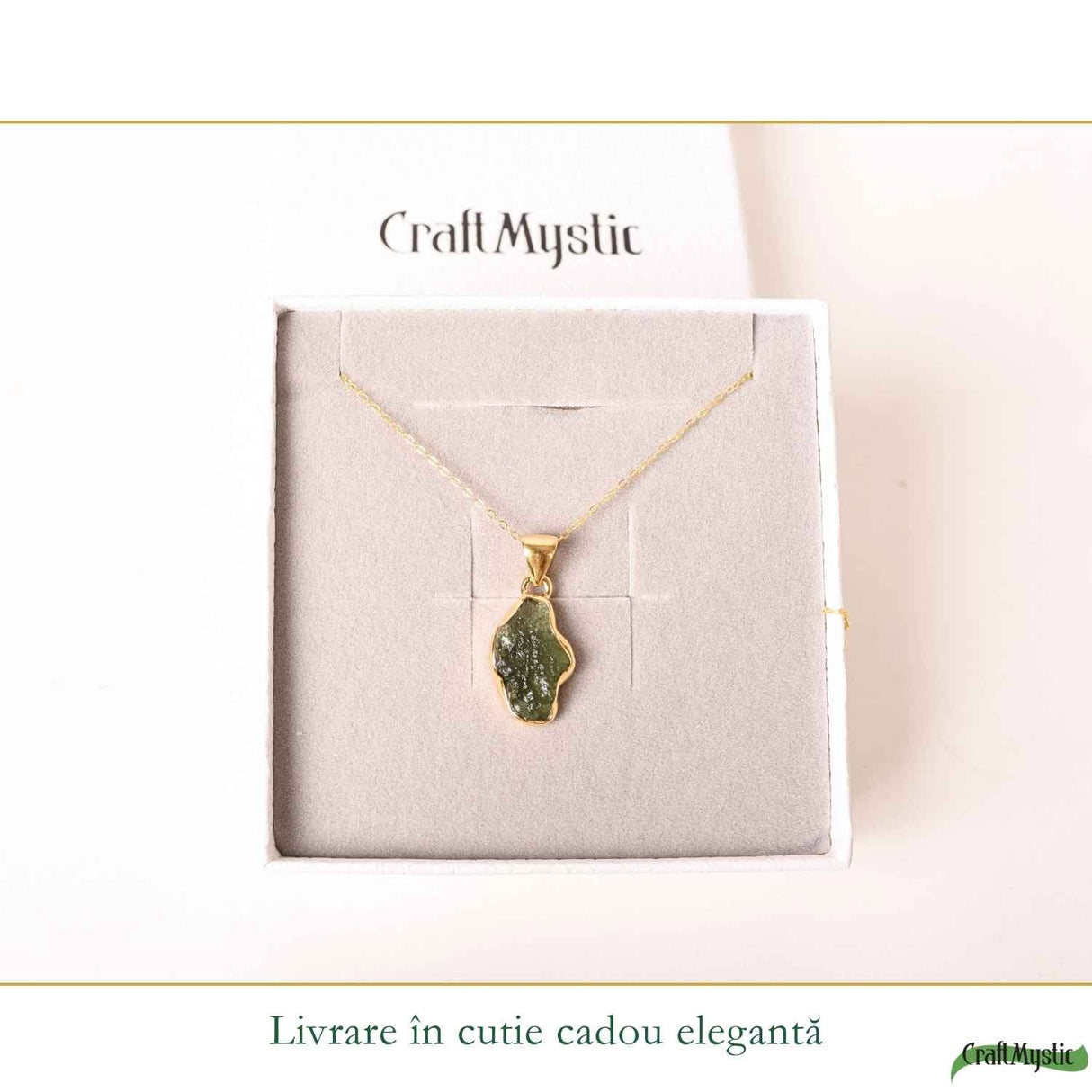 Colier Moldavit Brut Neuniform Argint 925 Placat cu Aur – Transformare si Energie Autentica