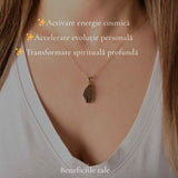 Colier Moldavit Brut Neuniform si Argint 925 Placat cu Aur 18k – Claritate si Transformare Profunda