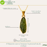 Colier Moldavit Brut Neuniform si Argint 925 Placat cu Aur 18k – Claritate si Transformare Profunda