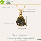 Colier cu Moldavit si argint placat cu Aur de 18K - Bijuterie Spirituala si Unica
