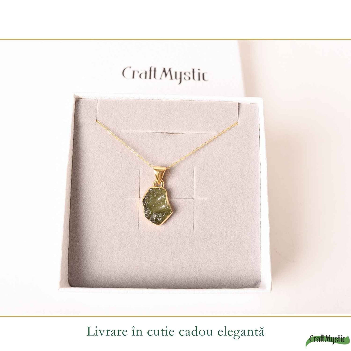 Colier Moldavit Brut Neuniform Argint 925 Placat cu Aur – Claritate si Energie Interioara