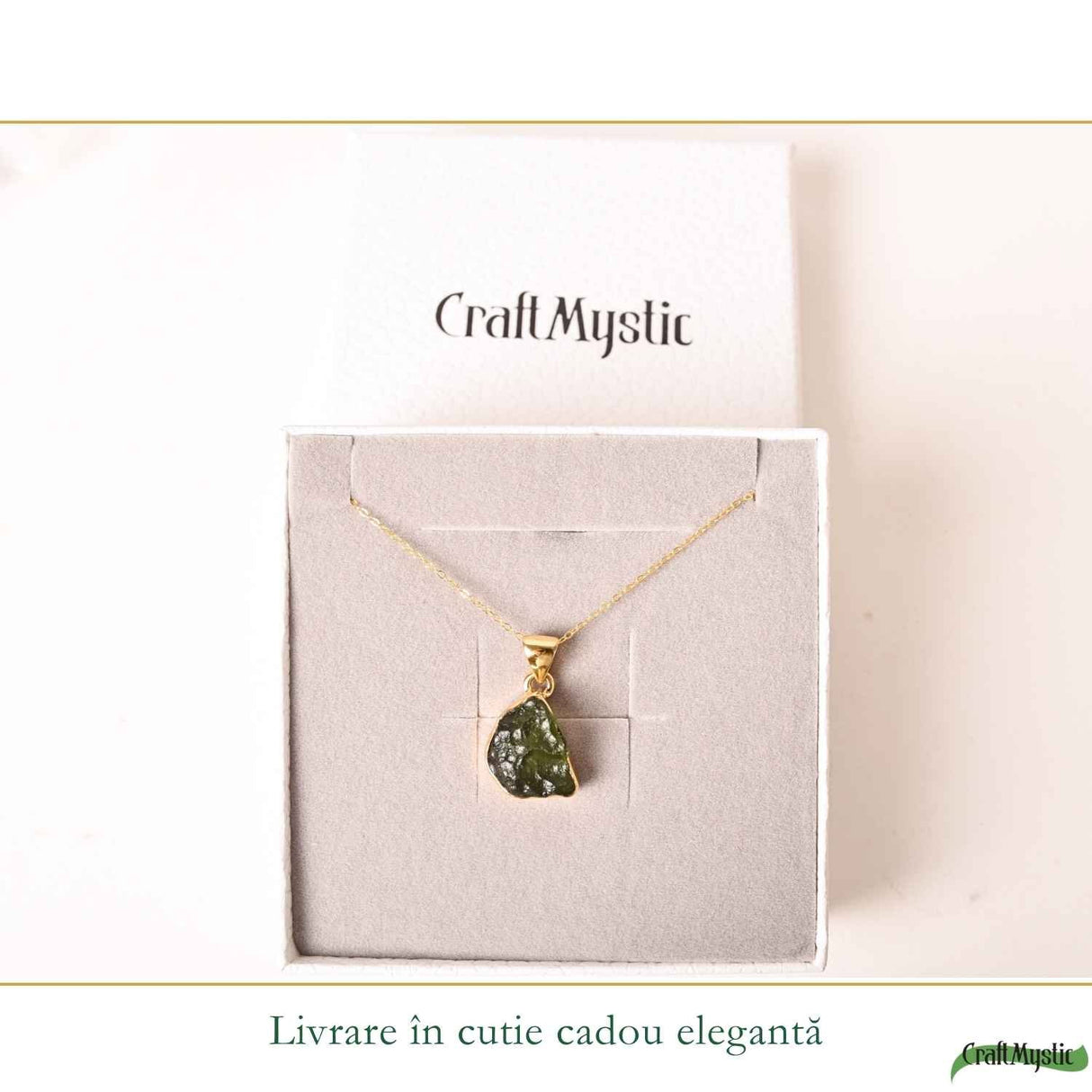 Colier Moldavit Brut Neuniform argint 925 Placat cu Aur – Energie si Transformare Autentica