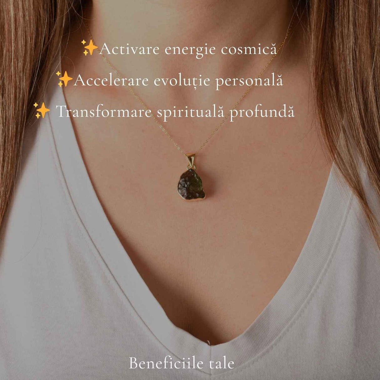 Colier Moldavit Brut Neuniform argint 925 Placat cu Aur – Energie si Transformare Autentica