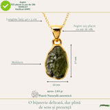 Colier Moldavit Brut Neuniform Argint 925 Placat cu Aur de 18k – Claritate si Transformare Interioara
