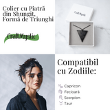 Colier cu Pandantiv Triunghiular din Shungit Natural - Protectie Energetica si Echilibru Interior