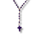 Colier cu Margele din Ametist Natural si Pandantiv Cruce - Liniste Interioara si Protectie Spirituala