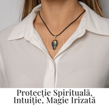 Colier cu Labradorit Natural în Forma de Picatura - Protectie, Intuitie si Stralucire Irizata
