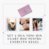Set 3 Oua Yoni din Cuart Roz - Echilibru și Forță Interioară